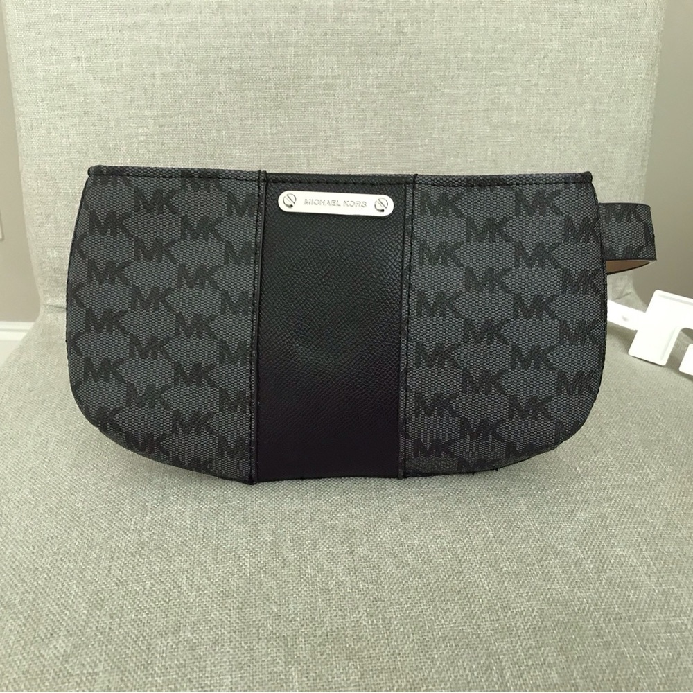 Michael Kors Monogram Black and Gray Belt Bag